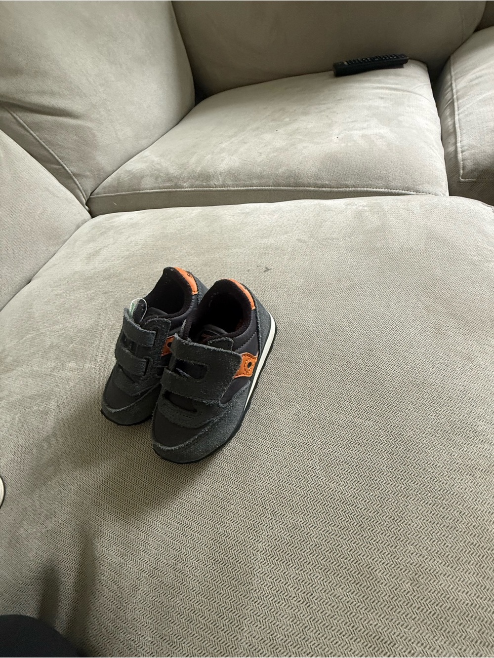 Saucony Kids Gray and Orange Velcro Sneakers
